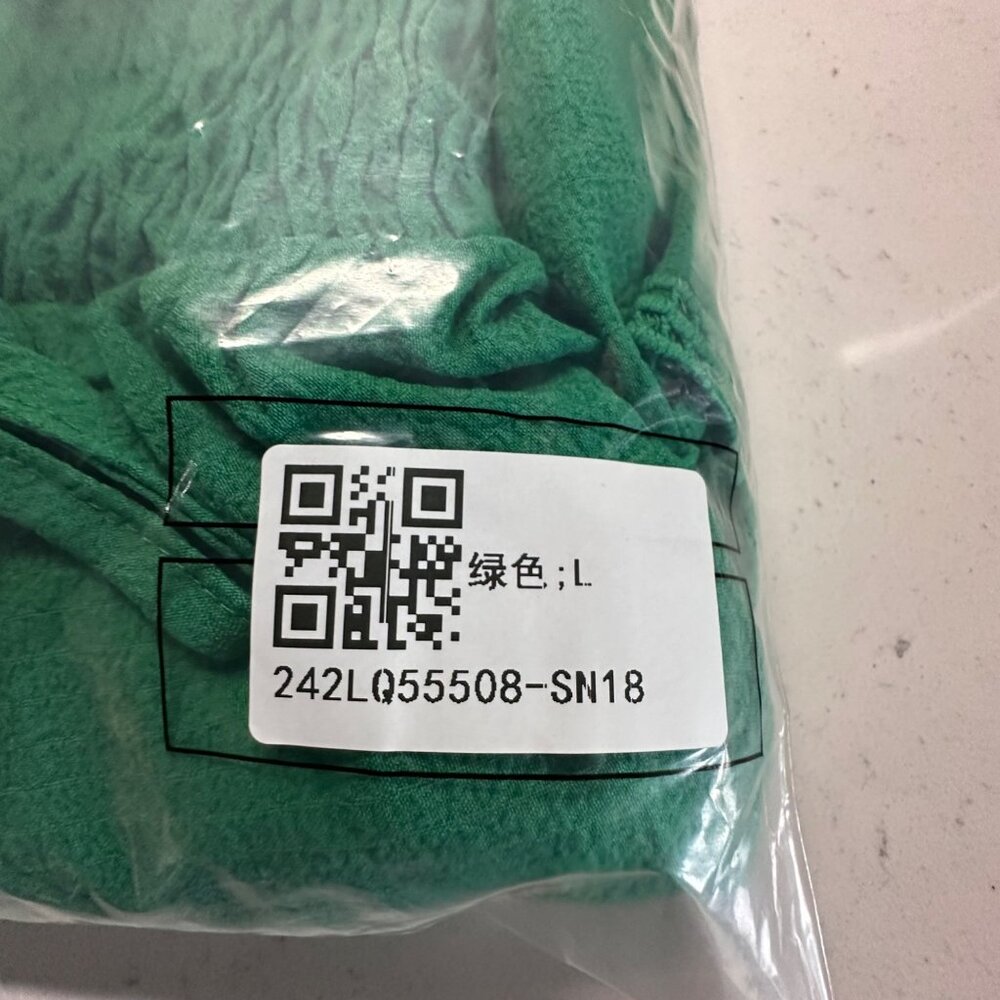 Green Strapless Button-Up Smocked Maxi Dress With Floral Crochet Detail - Size L - Picture 5 of 7